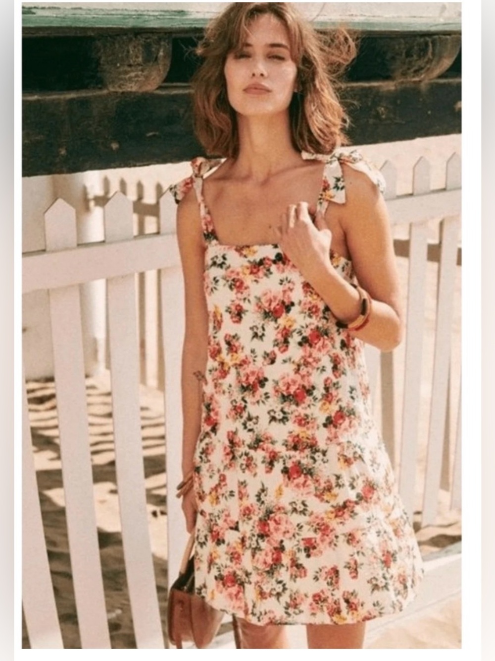 Sezane Anne dress in Bouquet de Rose cotton plumetis floral print